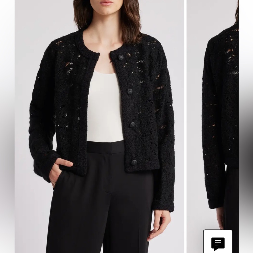 Kobi Halperin Black Lace Cardigan